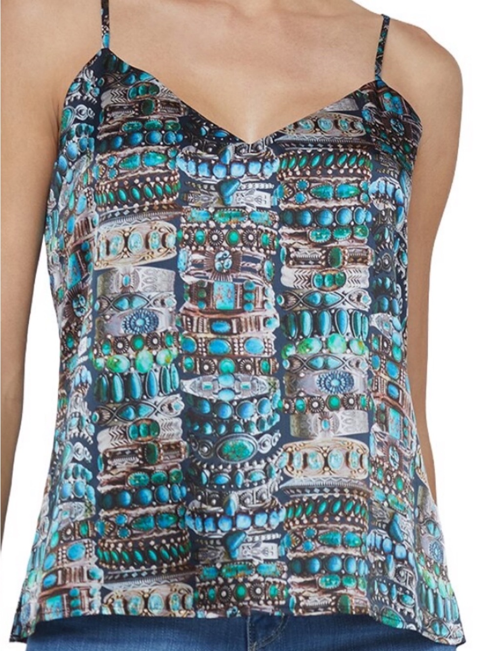 L’AGENCE Women’s (turquoise bracelet print) silk tank top, size small.